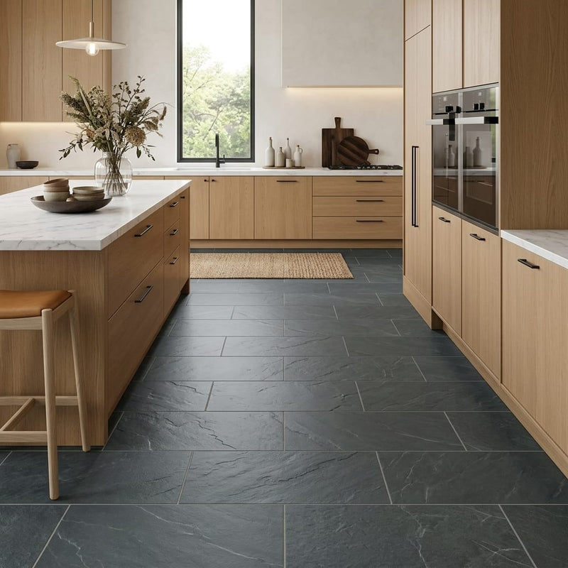 Montauk Blue 18x36 Gauged Slate Tile — Kitchen floor
