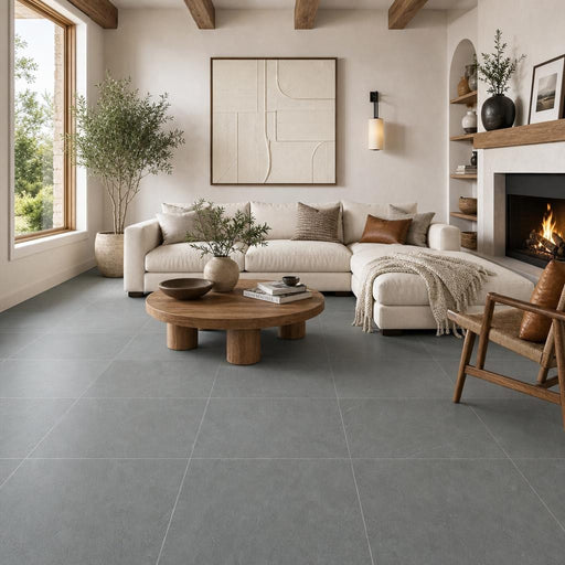 Montauk Blue 24x24 Gauged Slate Tile — Living Room floor