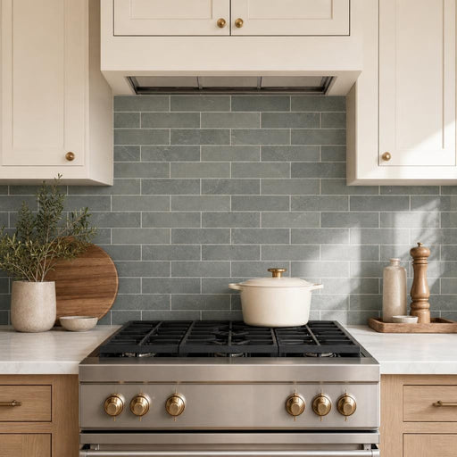 Montauk Blue 4x12 Gauged Slate Tile — Kitchen backsplash