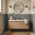 Montauk Blue 4x12 Gauged Slate Tile — Powder Room wainscot