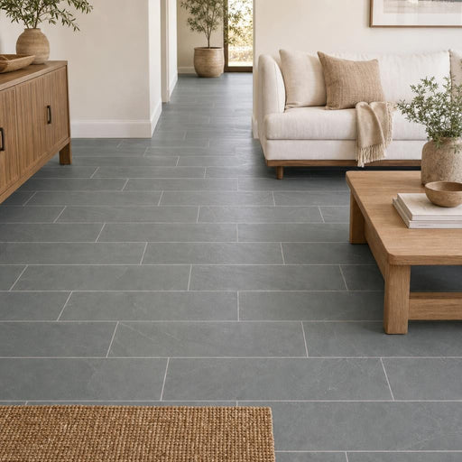 Montauk Blue 6x24 Gauged Slate Tile — Living Room floor