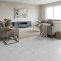 Monument White 17x17 Ceramic Tile 18x18 — Family Room floor