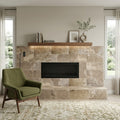 More Nut 12x24 Pressed Porcelain Tile — Living Room fireplace surround