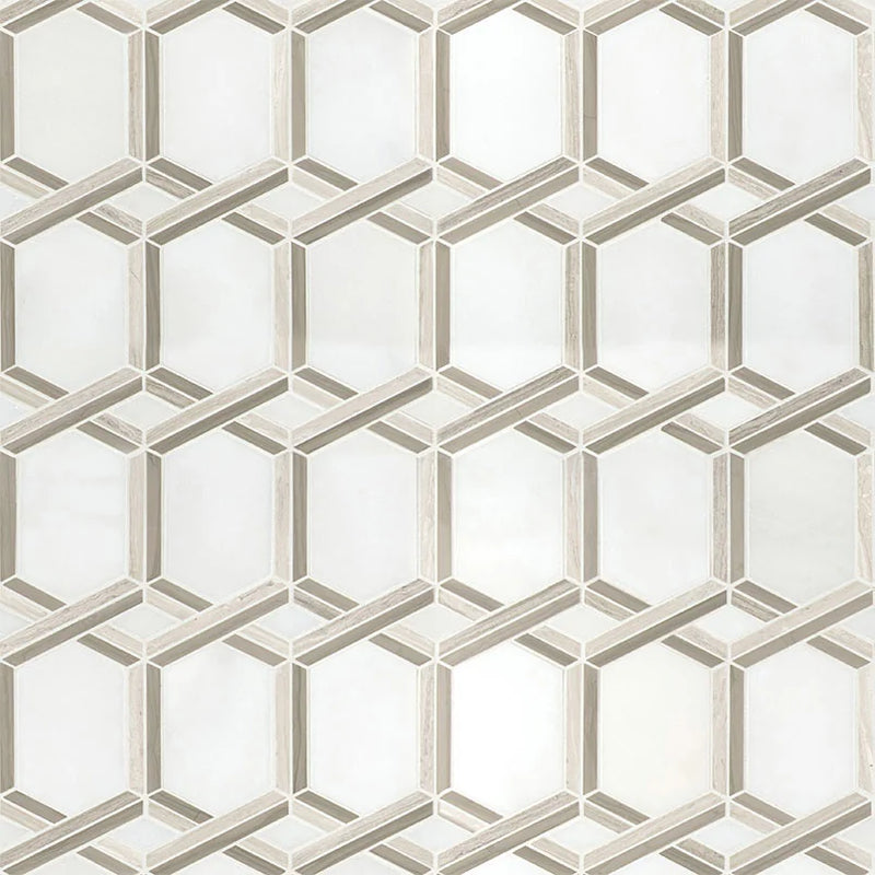 Royal Link Pattern Polished 0.38 Inch Marble Mosaic Tile