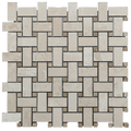 12x12 Mesh Sandy Beige Basketweave Polished Veined Marble Mosaic