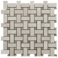 12x12 Mesh Sandy Beige Basketweave Polished Veined Marble Mosaic