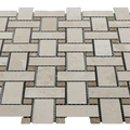 12x12 Mesh Sandy Beige Basketweave Polished Veined Marble Mosaic