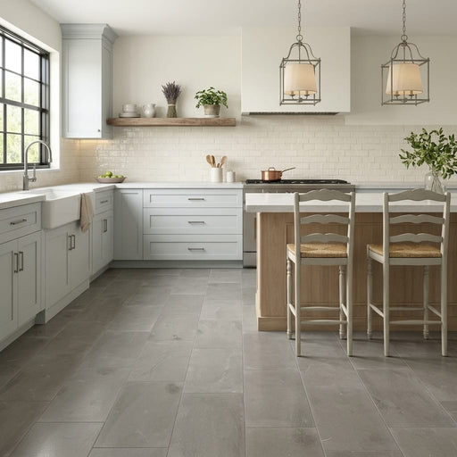 Moselle Gris Limestone Tile 12x24 Honed 3/8 inch — Kitchen floor