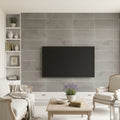 Moselle Gris Limestone Tile 12x24 Honed 3/8 inch — Living Room feature wall