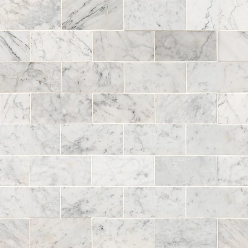 Carrara White 3x6 Honed Marble Tile