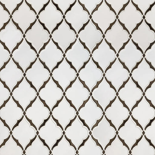 Victorian Light Arabesque Pattern Glossy Glass Mosaic Tile