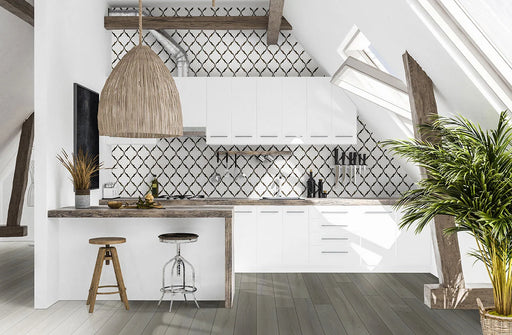 Victorian Light Arabesque Pattern Glossy Glass Mosaic Tile