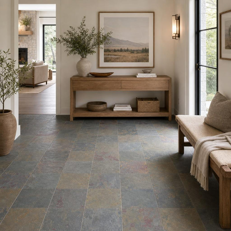 Multi Classic 12x12 Gauged Slate Tile — Hallway floor