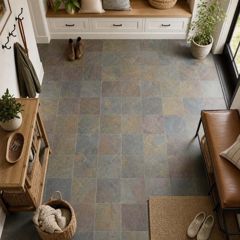 Multi Classic 12x12 Gauged Slate Tile — Mudroom floor