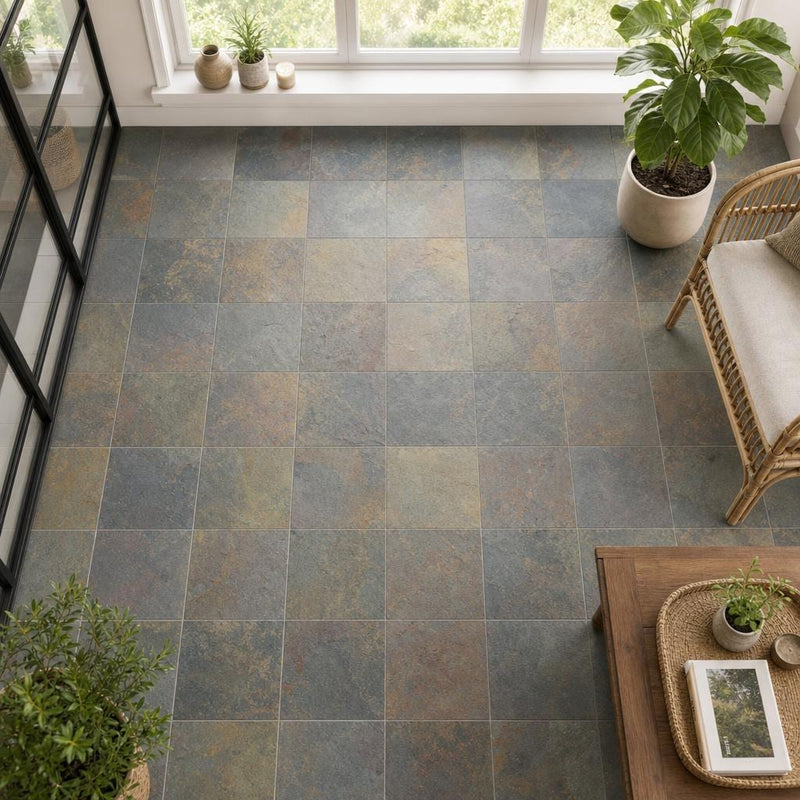 Multi Classic 12x12 Gauged Slate Tile — Sunroom floor