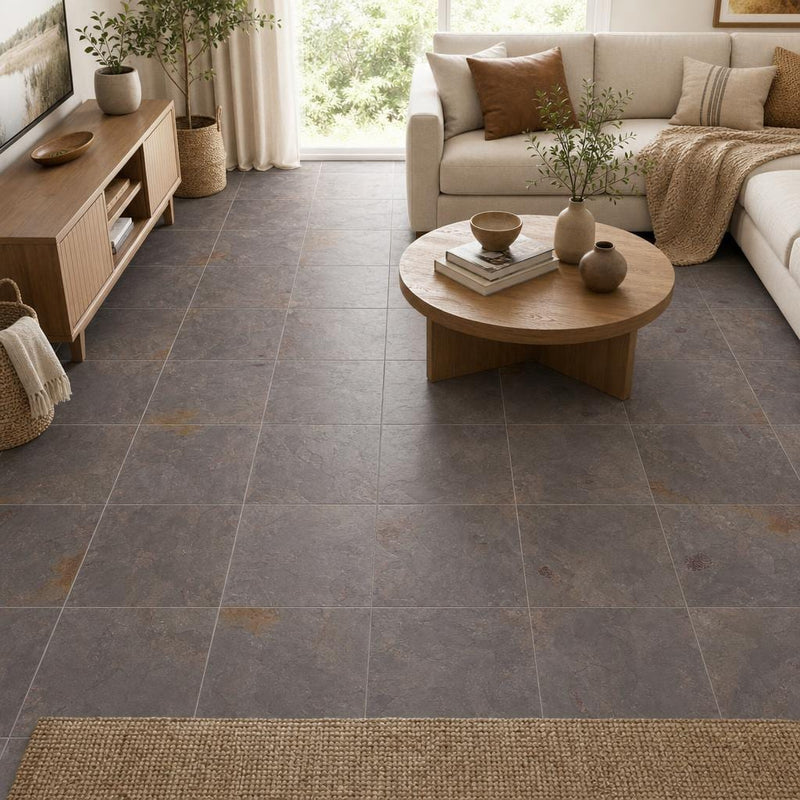 Multi Classic 16x16 Gauged Slate Tile — Family Room floor