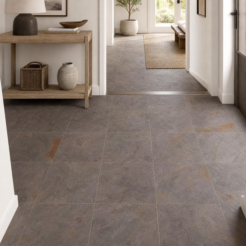 Multi Classic 16x16 Gauged Slate Tile — Hallway floor