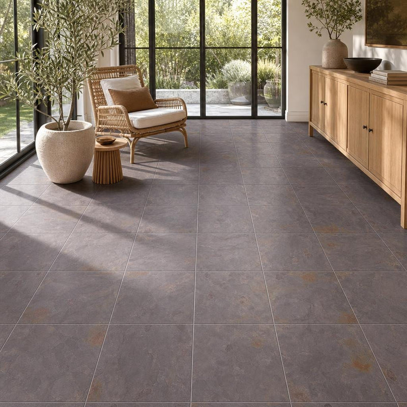 Multi Classic 16x16 Gauged Slate Tile — Sunroom floor