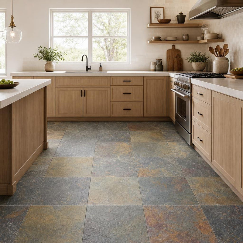 Multi Classic 24x24 Gauged Slate Tile — Kitchen floor