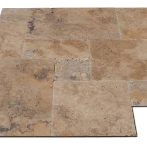 Multicolor 16 Sq Ft Pattern Brushed Chiseled Travertine Tile