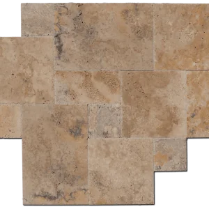 Multicolor 16 Sq Ft Pattern Brushed Chiseled Travertine Tile