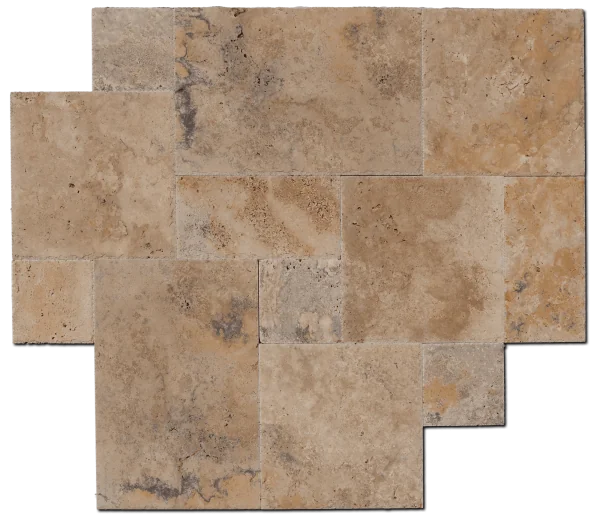 Multicolor 16 Sq Ft Pattern Brushed Chiseled Travertine Tile