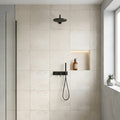 Museo Exhibition White Matte 24x24 Porcelain Tile — Bathroom shower wall