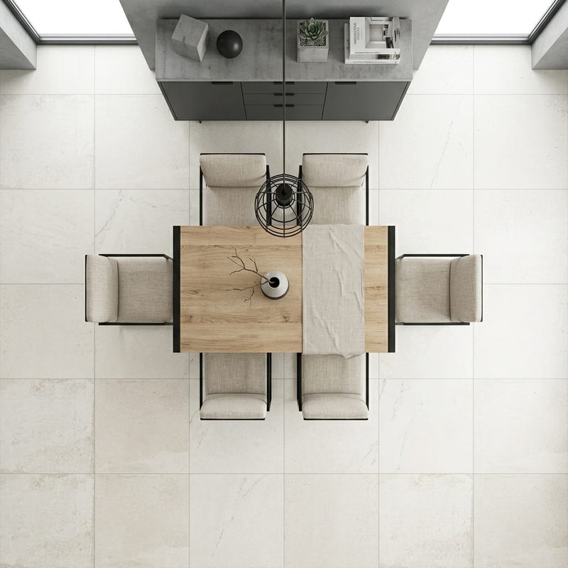 Museo Exhibition White Matte 24x24 Porcelain Tile — Dining Room floor