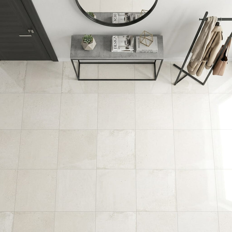 Museo Exhibition White Matte 24x24 Porcelain Tile — Foyer floor