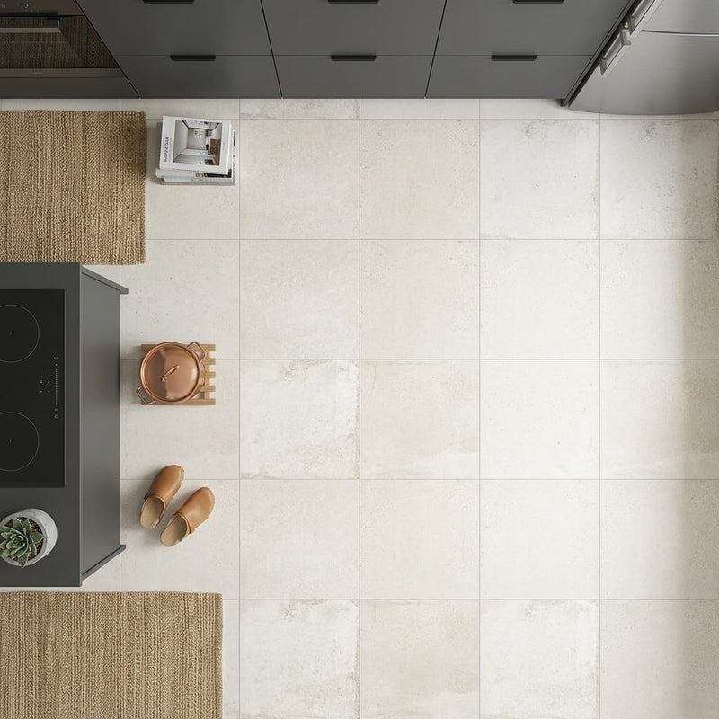 Museo Exhibition White Matte 24x24 Porcelain Tile — Kitchen floor