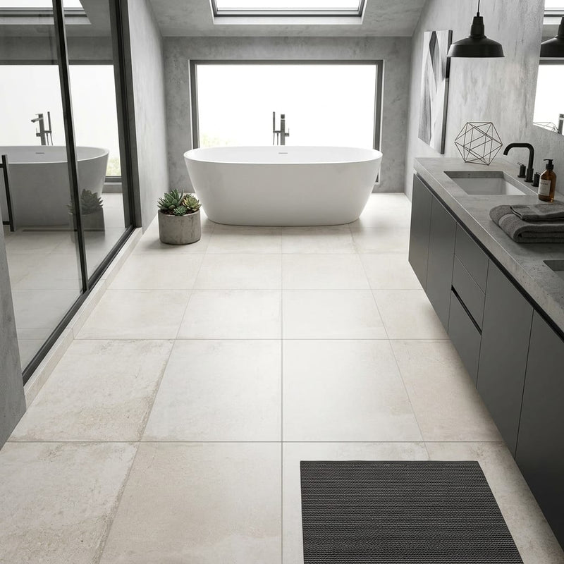 Museo Exhibition White Matte 24x24 Porcelain Tile — Primary Bath floor
