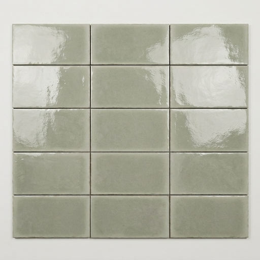 Natucer Frame Sage Glossy 6x12 Porcelain Tile close-up