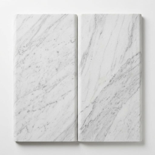 Natural Carrara Equinox Marble Leather (Sandblasted & Brushed) 12 x 24 x 2 Double Bullnose Coping 12x24 close-up