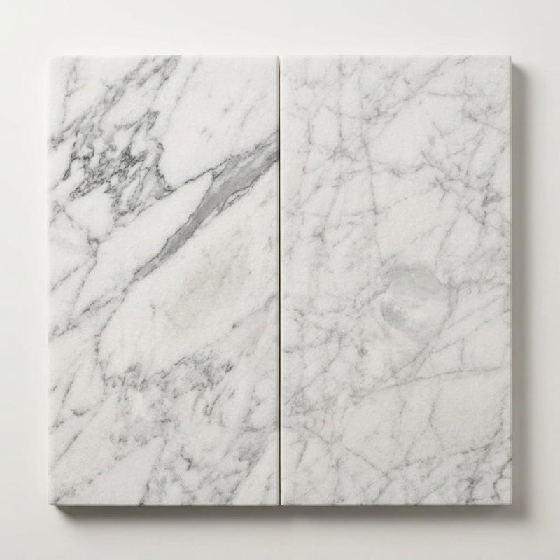 Natural Carrara Equinox Marble Leather (Sandblasted & Brushed) 12 x 24 x 2 Double Modern Coping 12x24 close-up