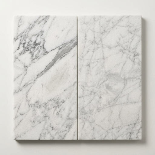 Natural Carrara Equinox Marble Leather (Sandblasted & Brushed) 12 x 24 x 2 Double Modern Coping 12x24 close-up