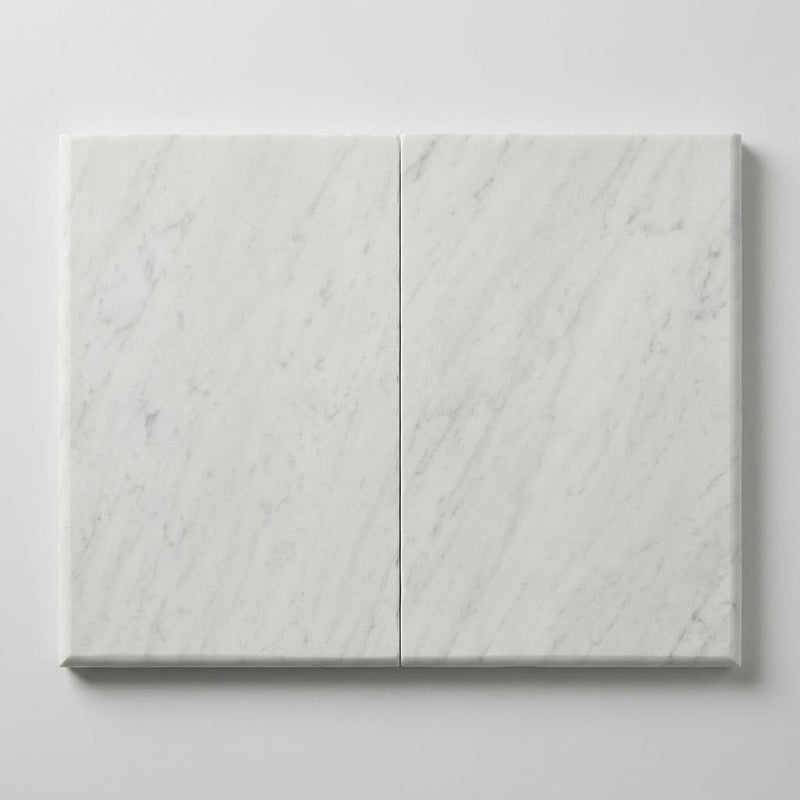 Natural Carrara Equinox Marble Leather (Sandblasted & Brushed) 16 x 24 x 2 Bullnose Coping 16x24 close-up
