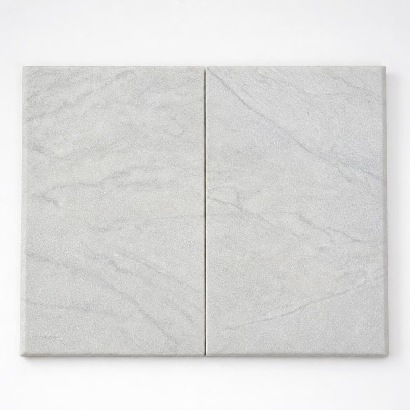 Natural Carrara Equinox Marble Leather (Sandblasted & Brushed) 16 x 24 x 2 Double Bullnose Coping 16x24 close-up