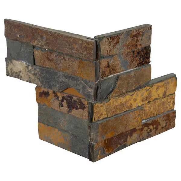 Multicolor Stone Split Face 6 x 18 x 6 (2 Pc) Dog Ear Corner Stone Veneer
