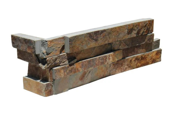 Natural Gold Stone Split Face 6 x 18 x 6 (2 Pc) Dog Ear Corner Stone Veneer