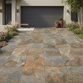 Natural Harmony Slate Porcelain Rough & Straight Edge 24 x 24 x 3/4 Paver 24x24 — Front Yard driveway