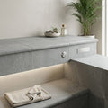 Natural Indian Bluestone Limestone Tumbled & Brushed 12 x 24 x 1.25 Bullnose Coping 12x24 pool coping — Spa spa overhang edge