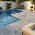 Natural Indian Bluestone Limestone Tumbled & Brushed 12 x 24 x 1.25 Bullnose Coping 12x24 pool coping — Swimming Pool pool edge drop-face coping