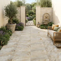 Natural Quartzite Multicolor Porcelain Rough & Straight Edge 24 x 24 x 3/4 Paver 24x24 — Courtyard paving