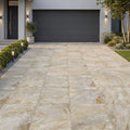 Natural Quartzite Multicolor Porcelain Rough & Straight Edge 24 x 24 x 3/4 Paver 24x24 — Front Yard driveway