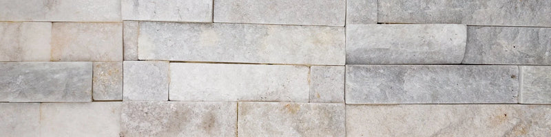 Natural Splitface Stackstone Panels Glacier White 6x24 Natural Quartzite Ledger Stone