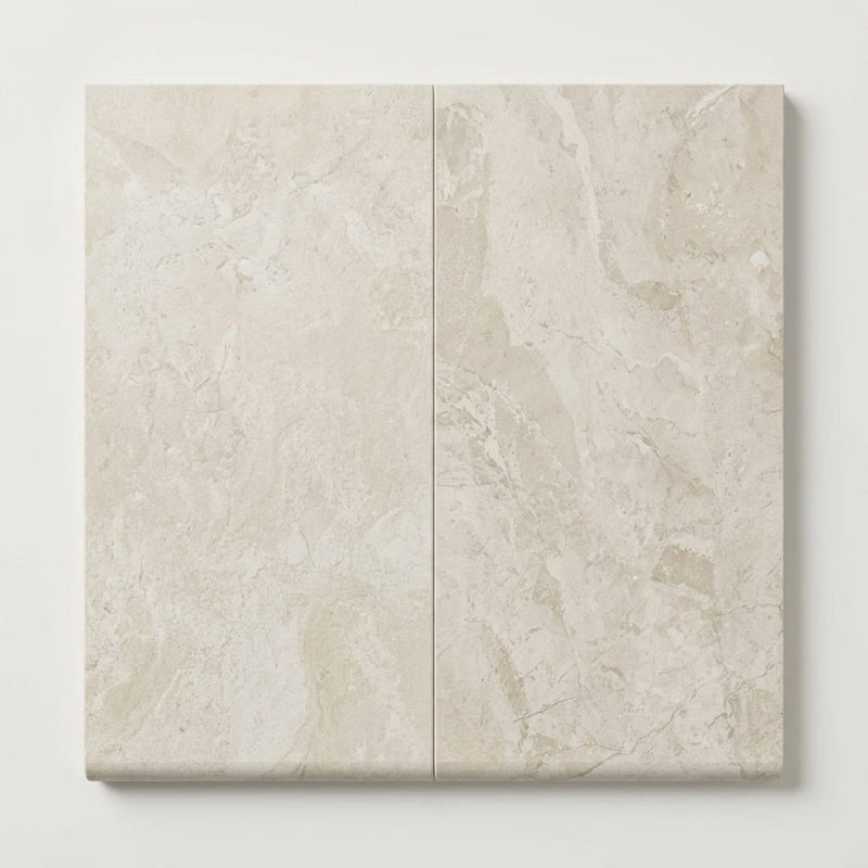 Natural Verona Marble Leather (Sandblasted & Brushed) 12 x 24 x 1.25 Bullnose Coping 12x24 close-up