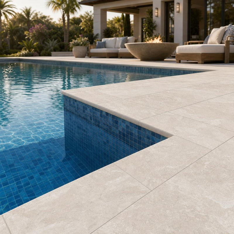 Natural Verona Marble Leather (Sandblasted & Brushed) 12 x 24 x 1.25 Bullnose Coping 12x24 pool coping — Swimming Pool pool edge drop-face coping
