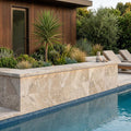 Natural Verona Marble Leather (Sandblasted & Brushed) 16 x 24 x 2 Modern Coping 16x24 pool coping — Swimming Pool raised bond beam cap