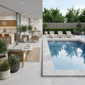 Natural Verona Marble Leather (Sandblasted & Brushed) 24 x 24 x 2 4- Sided Modern Coping 24x24 pool coping — Swimming Pool pool edge coping