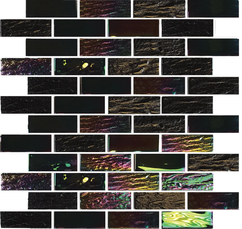 Nautical Laguna Black 1x3 Glass Mosaic Tile